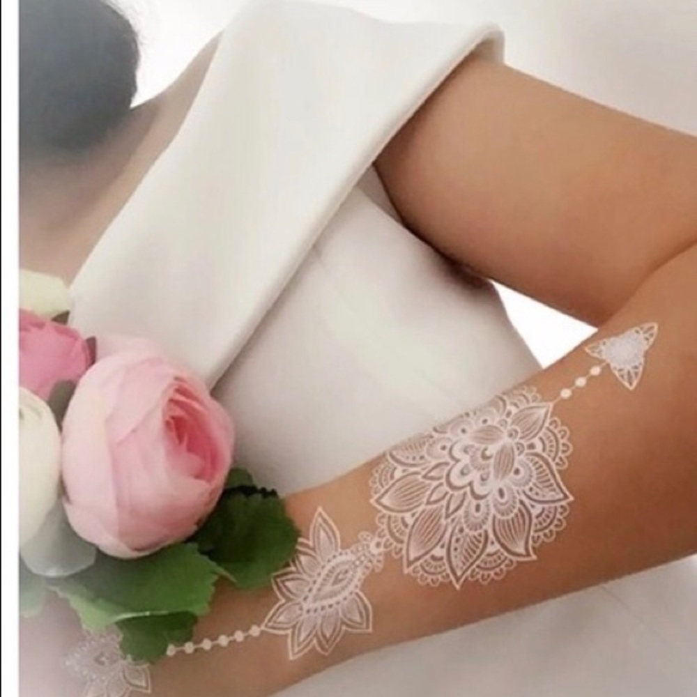 White Lace Bridal Henna Temporary Tattoos